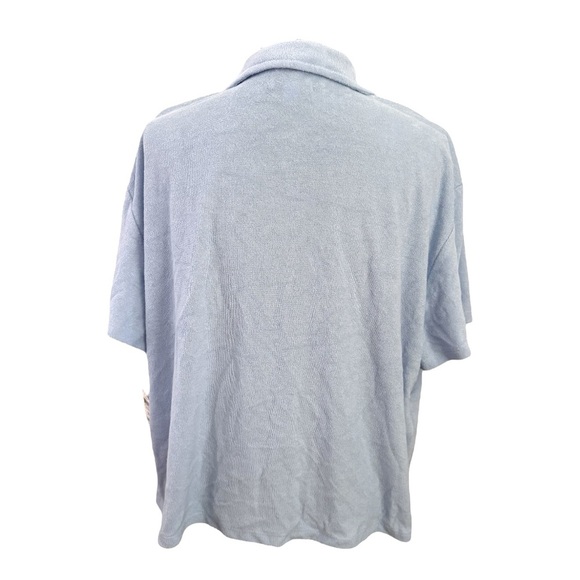 NWT BAR III Soft Terry Cloth Blue Short Sleeve Camp Shirt - Size 2X - Picture 6 of 13